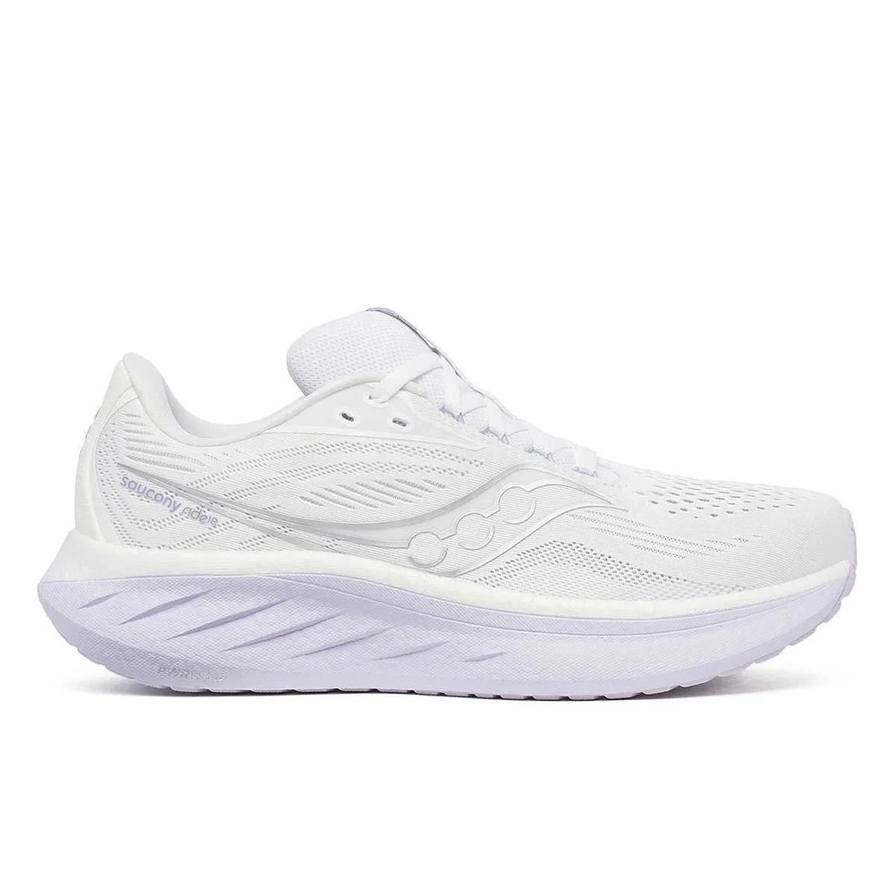 Womens Size 7 Wide Saucony Ride 18 Running Shoes White Lilac Athletic S11001-245